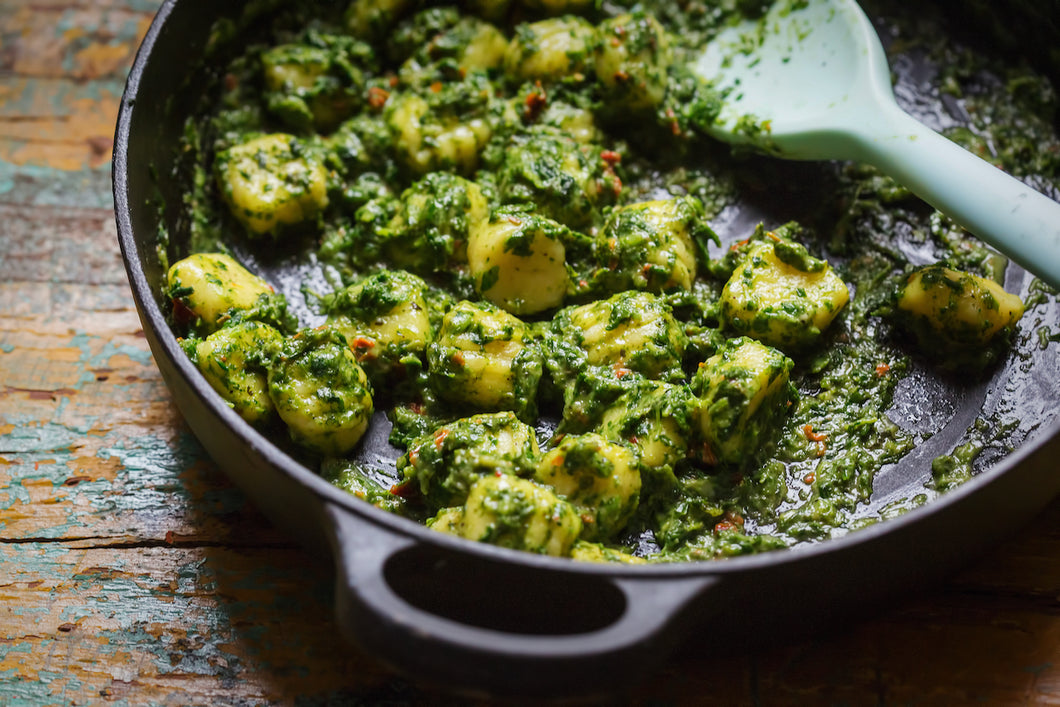 Gnocchi with Pesto and Spinach