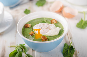 Watercress & Spinach Soup with Poached Egg